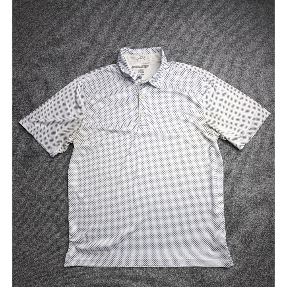 Greg Norman Men's White / Light Blue Polo Size Large